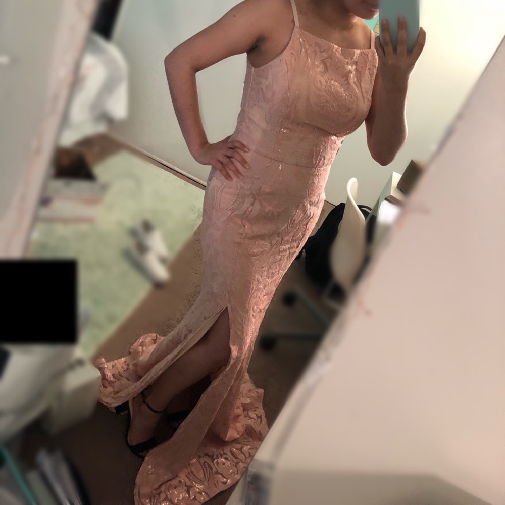 Pink Sequin Prom Dress